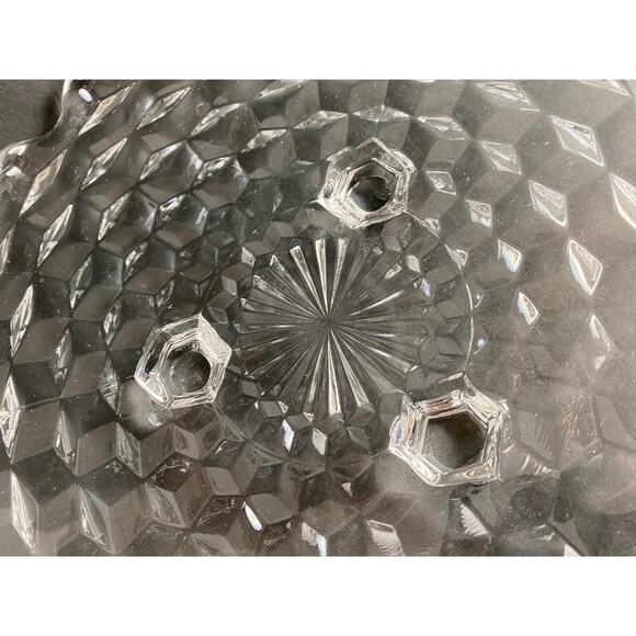 Fostoria American Clear 3-Toed Cake Plate -12" Stacked Cube Design 1940s Vintage - Picture 4 of 8